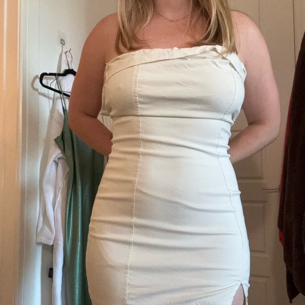 Going out Cream Strapless Dress